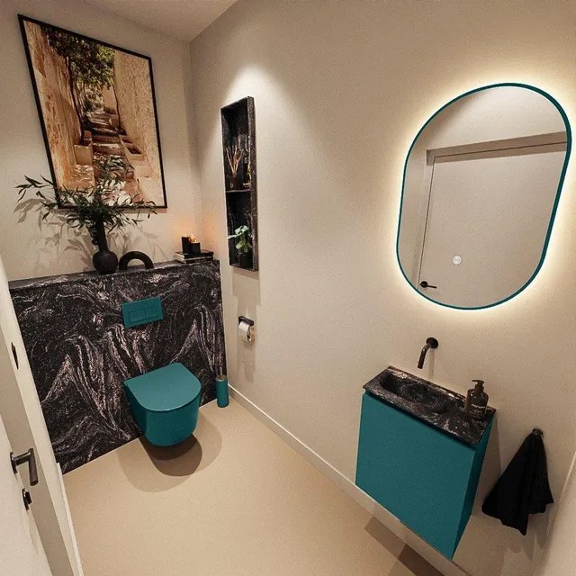 MONDIAZ TURE-DLUX 40cm toiletmeubel Smag. EDEN wastafel Lava positie links. Zonder kraangat. TUREDX40SMAL0LAV