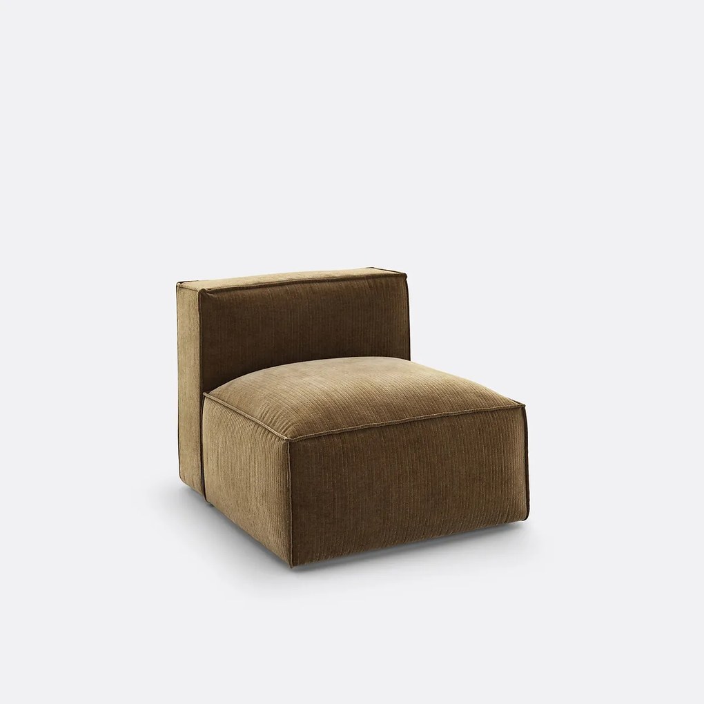Fauteuil voor modulaire bank, in vintage ribfluweel, Seven