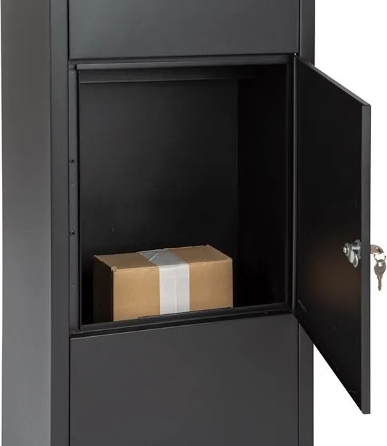 Famiflora pakketbrievenbus BOX met sleutelslot - mat zwart - 105 x 39 x 27 cm - topkwaliteit!