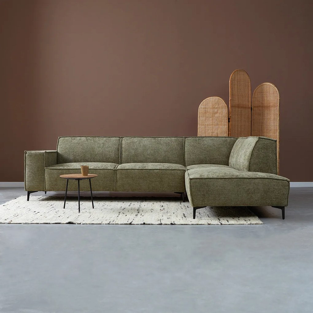 PEPP Interiors River Moderne Hoekbank Groene Stof Ottoman Rechts Idesin Majestic 607