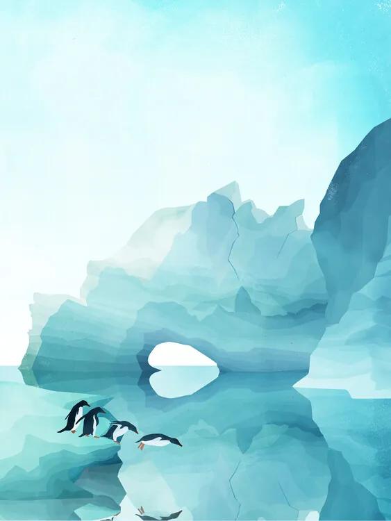 Ilustratie Penguins By Day, Goed Blauw, (30 x 40 cm)