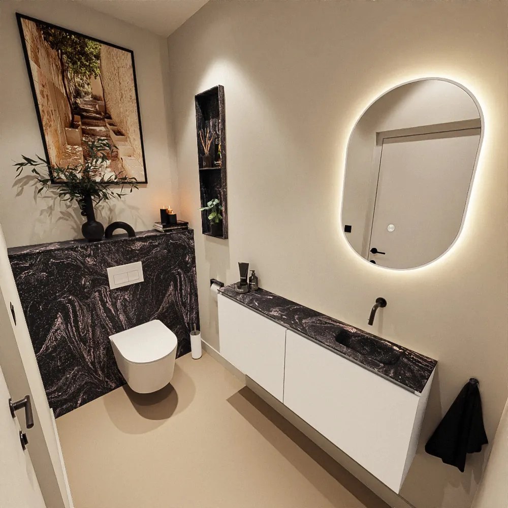 Mondiaz Ture DLux toiletmeubel 120cm talc met wastafel lava rechts zonder kraangat