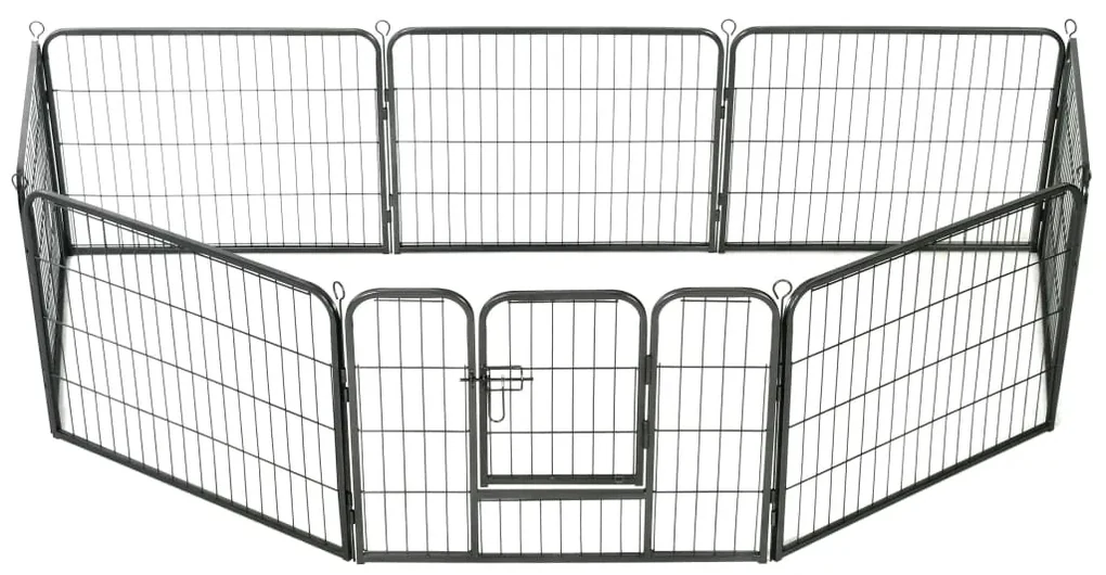 vidaXL Hondenren met 8 panelen 80x60 cm staal zwart