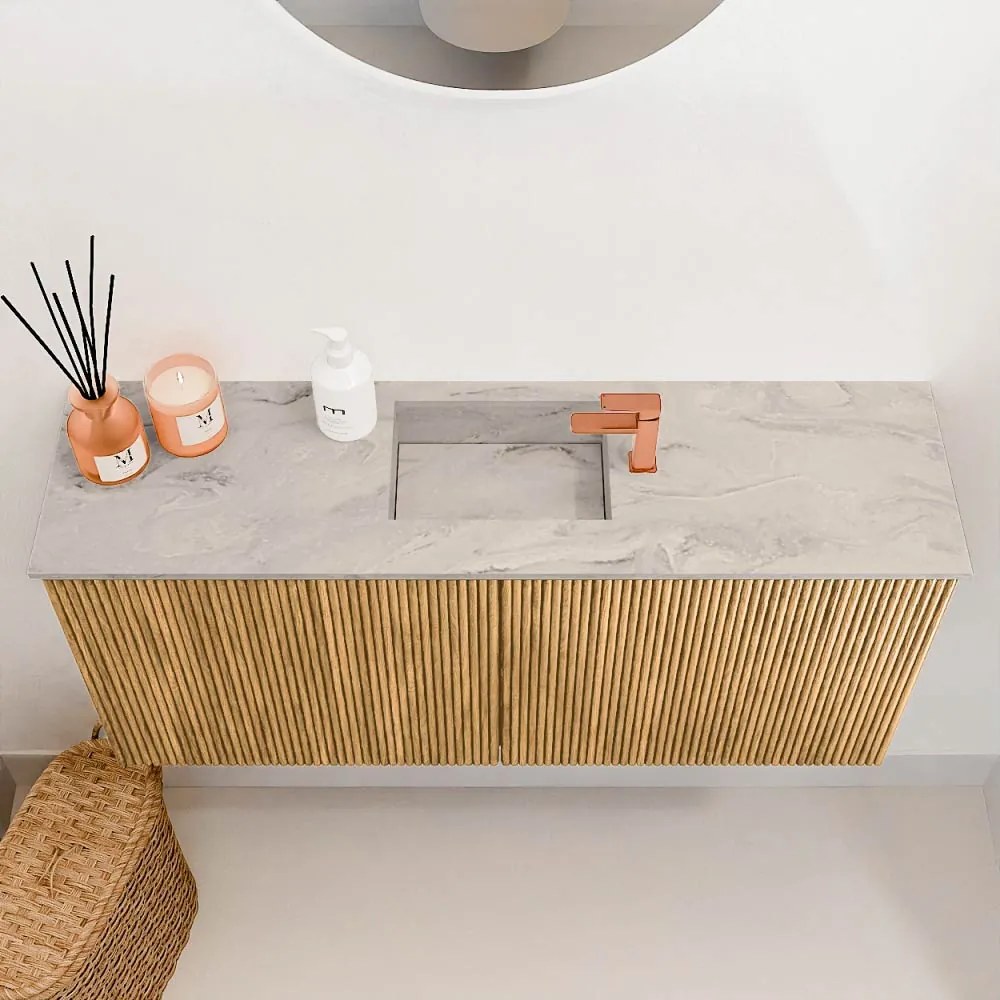 Mondiaz Joya DLux 90cm toiletmeubel oak met wastafel faye midden 1 kraangat glace