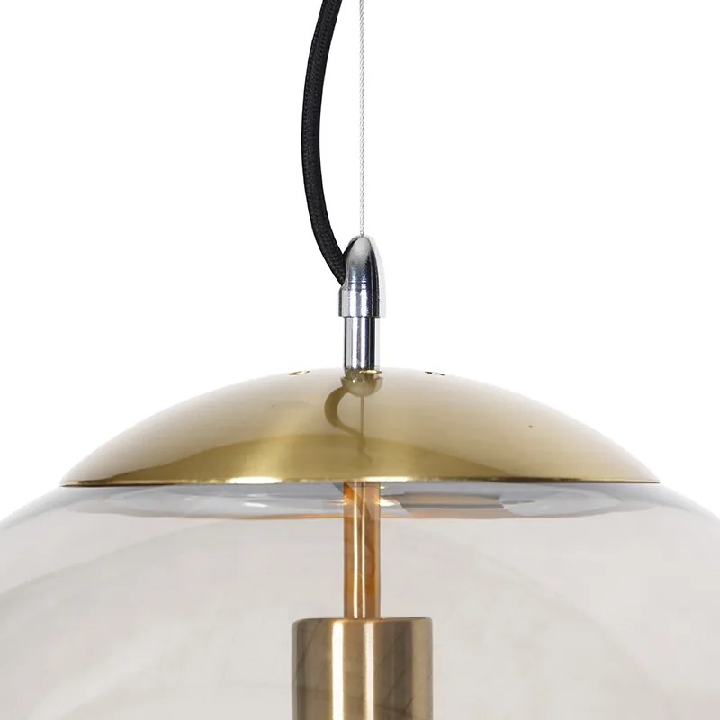 Moderne hanglamp messing met smoke glas 40 cm - Ball