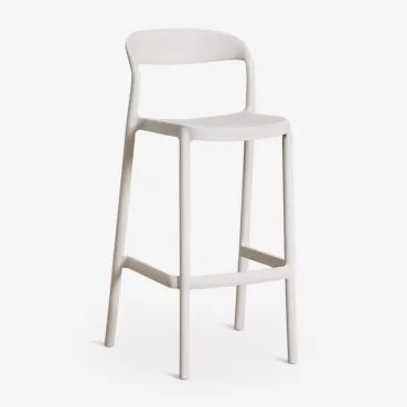 Stapelbare Hoge Kruk Van Polypropyleen Brenza Steen Wit & ↑75 Cm - Sklum