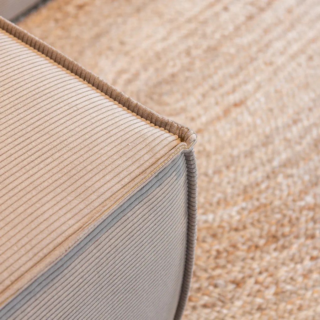 Moderne Hoekbank Beige Ottoman Rechts