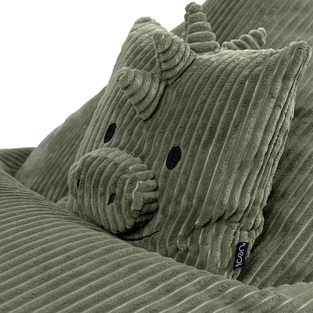 Kinder Zitzak Dino Lounger & Kussen Set - Groen