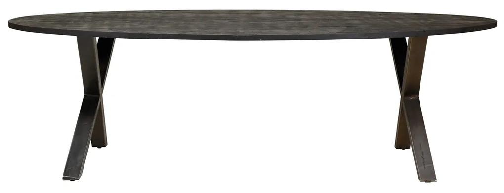 Ovale Eettafel Zwart Acacia Hout 240 Cm - 240 X 105cm.