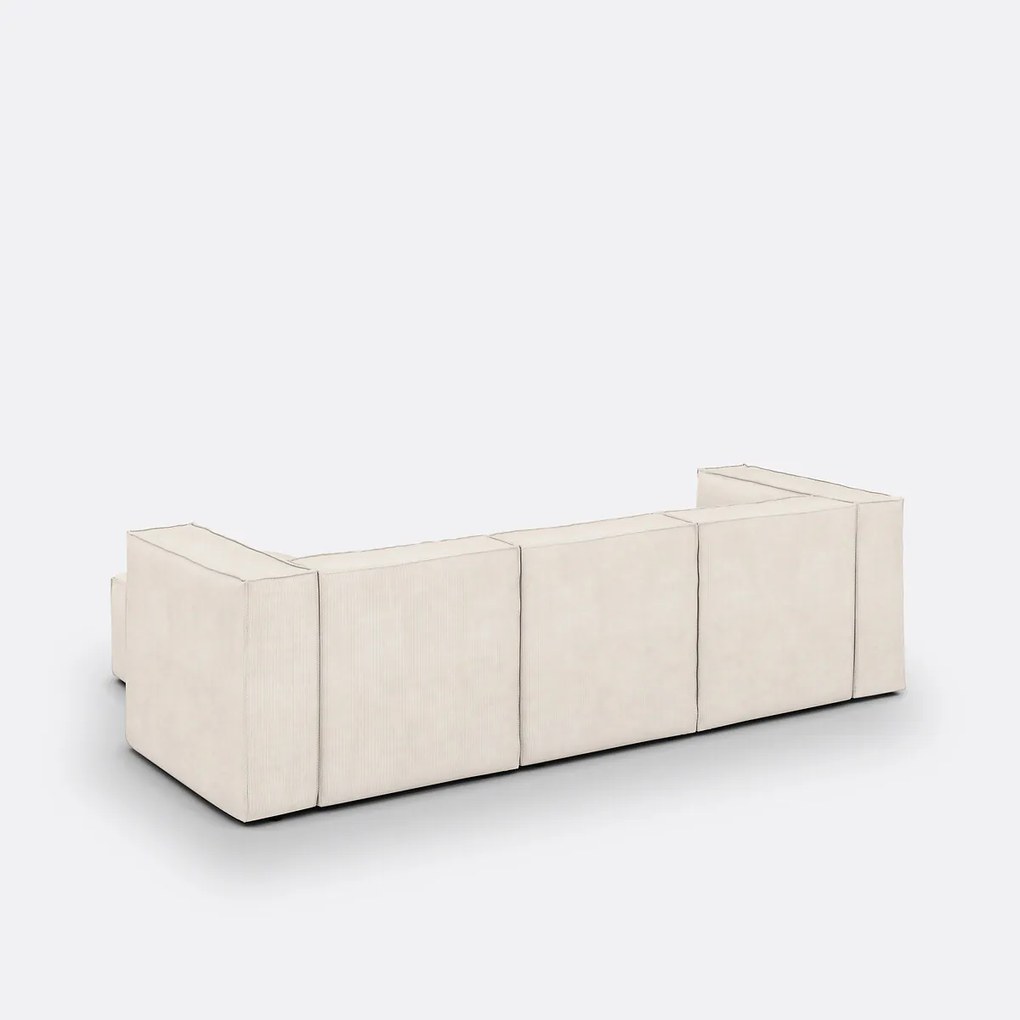 Modulaire bank, 3-zit en 1 poef, ribfluweel Seven