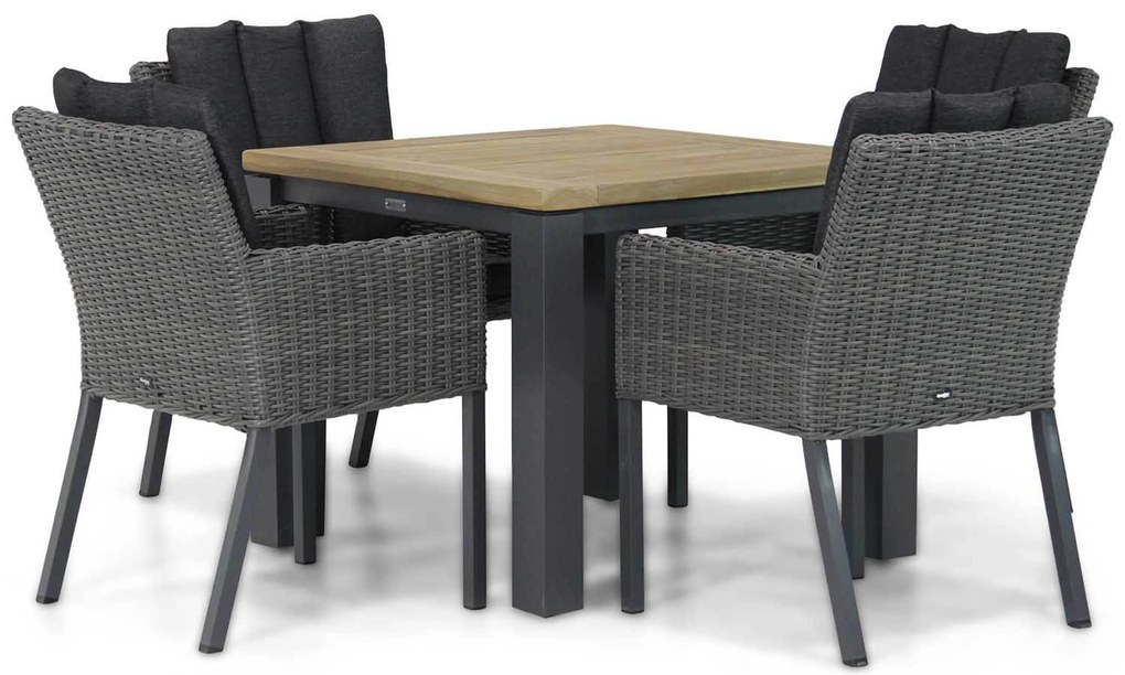 Tuinset 4 personen 90 cm Wicker Grijs Garden Collections Oxbow/Veneto