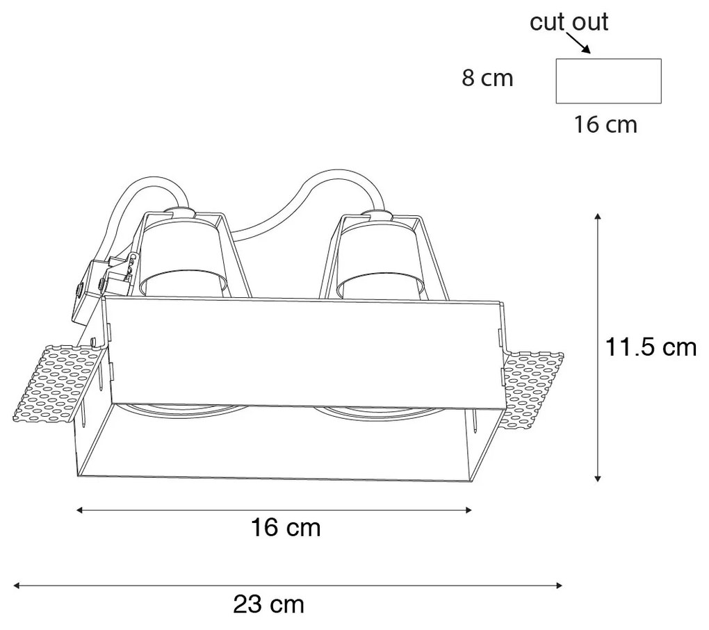 Set van 6 inbouwspots wit GU10 70mm 2-lichts trimless - Oneon Modern GU10 Binnenverlichting Lamp