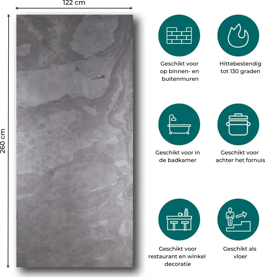 Natuursteen Wandpaneel Carbon Black 260x122x0,2cm | Paneli Natuursteen Wandpanelen