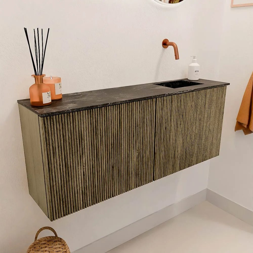 Mondiaz Joya DLux 100cm toiletmeubel dusk met wastafel faye rechts zonder kraangat lava