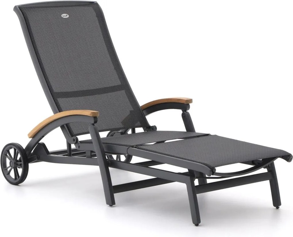 Verstelbaar ligbed Hartman  | Aluminium | Grijs - Antraciet | Ligbed met wiel | Ligstoel tuin | Strandbed  | Kees Smit Tuinmeubelen