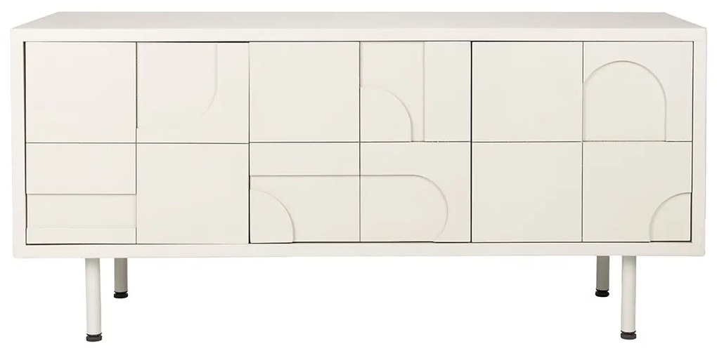 Beige Dressoir Met Relief Vormen - 120x40x55cm.