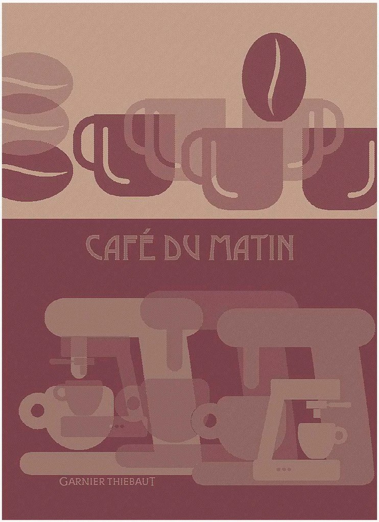 Jacquard theedoeken Cafe Du Matin Palissandre, 4-delig