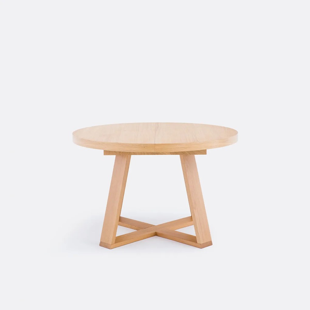 Eettafel, rond, uitschuifbaar, eiken en gefineerd, 4 tot 10 couverts, ULMU