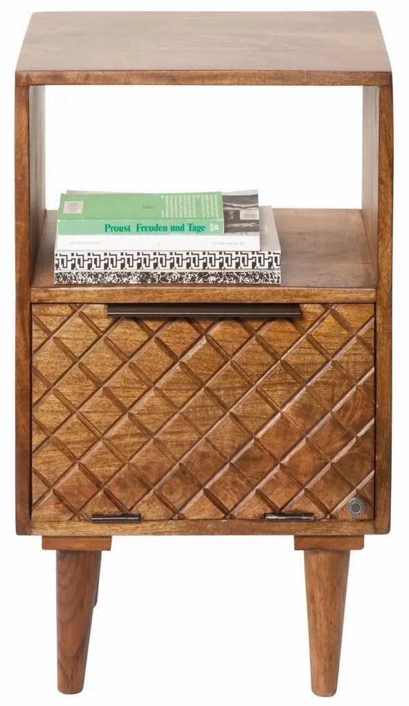 Retro Nachtkastje Mangohout - 40x29x67cm.