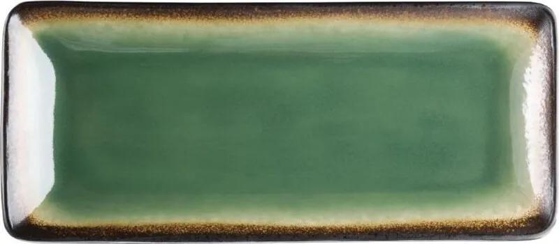 Nomi Tapasborden - Rechthoekig - Groen/zwart - Aardewerk - 24,5 x 12 cm - 6 stuks
