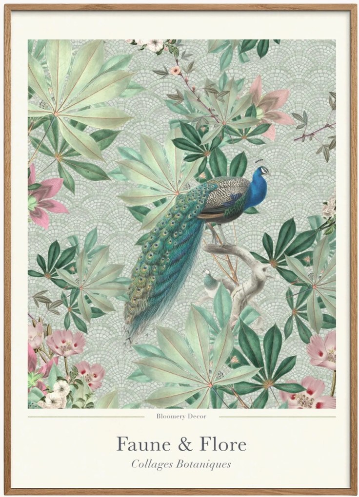 Ingelijste digitale print Peacock Paradise