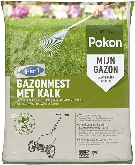 Pokon gazonmest met kalk - 8,4kg tot 125m²
