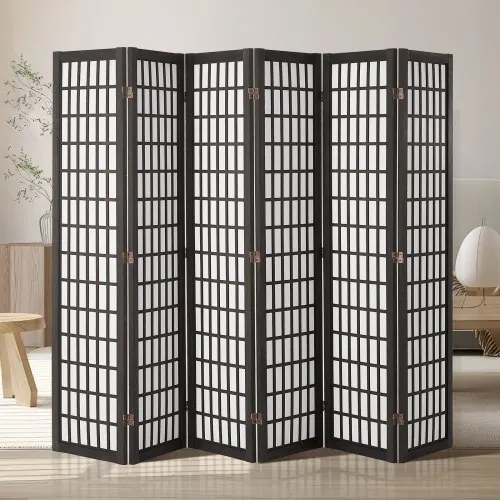 VEVOR Room Divider 6-delig Japans privacyscherm, opvouwbaar scherm, draagbaar decoratief scherm voor kamerafscheiding, roomdivider geschikt voor kantoor, restaurant, slaapkamer (zwart)