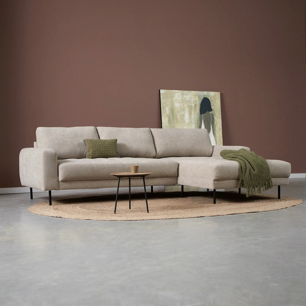 PEPP Interiors Oreo Beige Bank Hoge Poot Chaiselongue Rechts