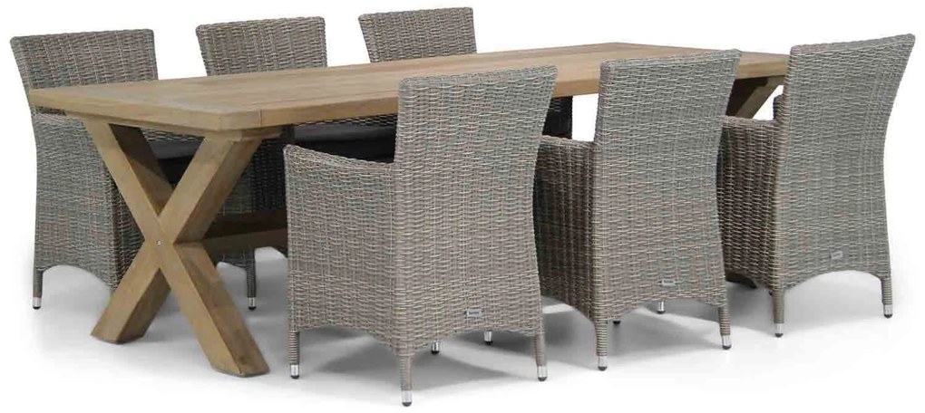 Tuinset 6 personen 240 cm Wicker Grijs Garden Collections Dublin/Oregon
