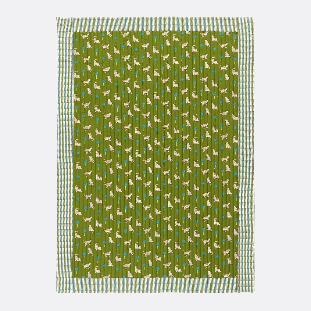 Gewatteerd bedsprei met tijgerprint, van gewassen katoen, ANOKI