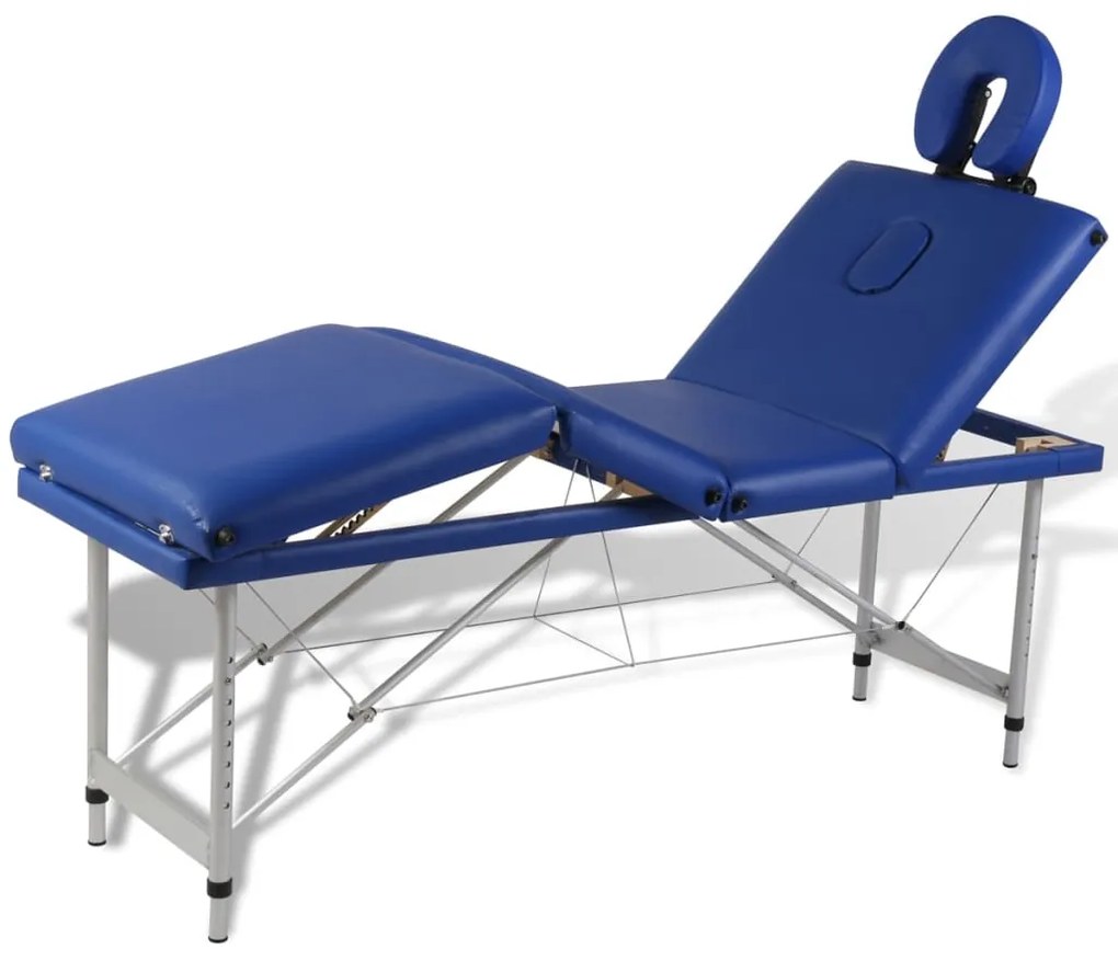 vidaXL Massagetafel inklapbaar met aluminium frame (vier delen / blauw)