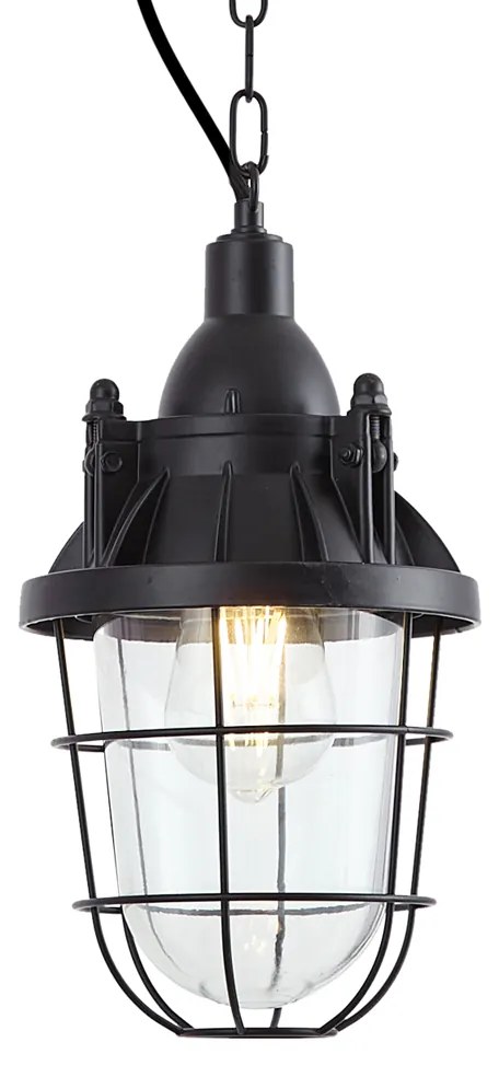 Industriële hanglamp zwart met glas - Cabin Industriele / Industrie / Industrial E27 rond Binnenverlichting Lamp