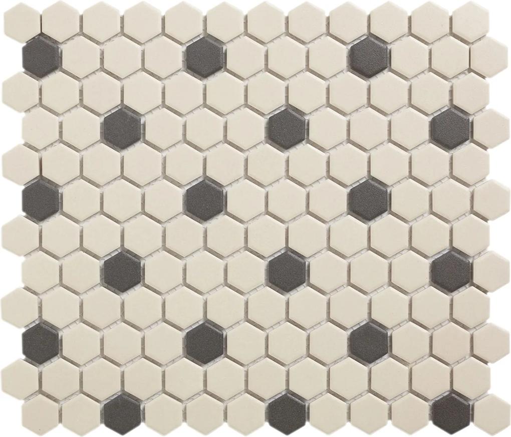 Mozaiek London Hexagon Wit/Zwart 18 2,3x2,6