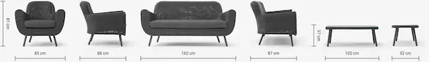 The Outsider Stoel-bank Loungeset - Jonah - 5 zits - Wicker - Antraciet - The Outsider