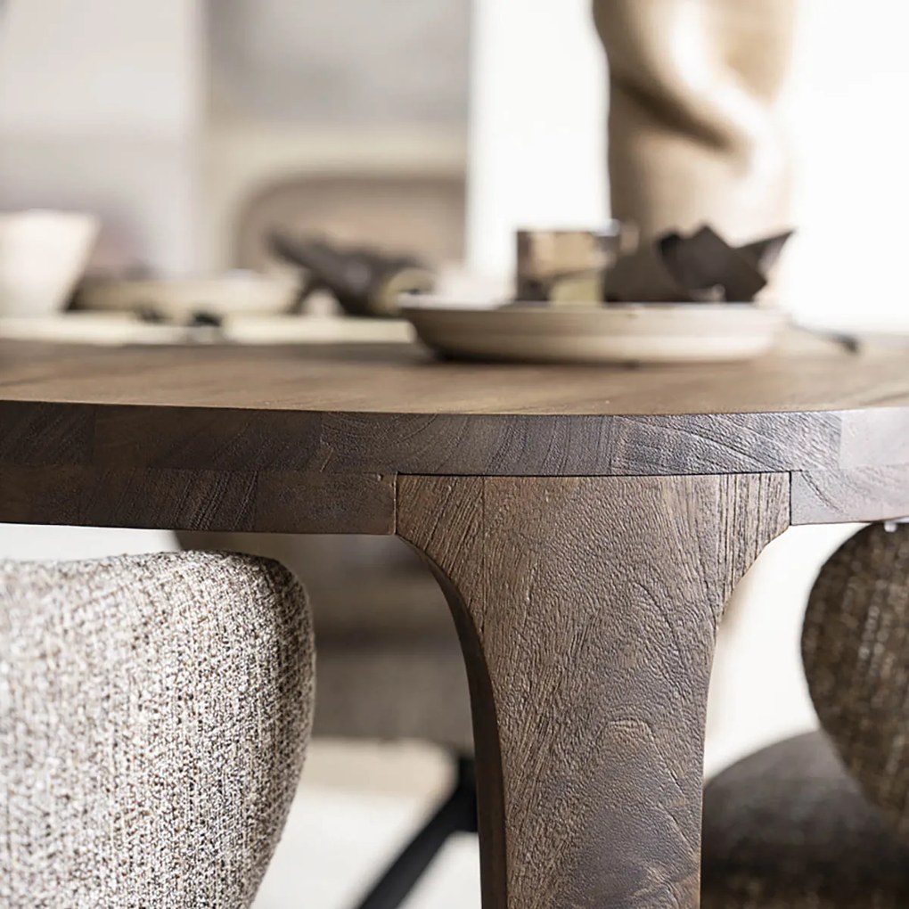 Eleonora Taylor Unieke Eettafel Hout Kiezelvorm - 140 X 120cm.