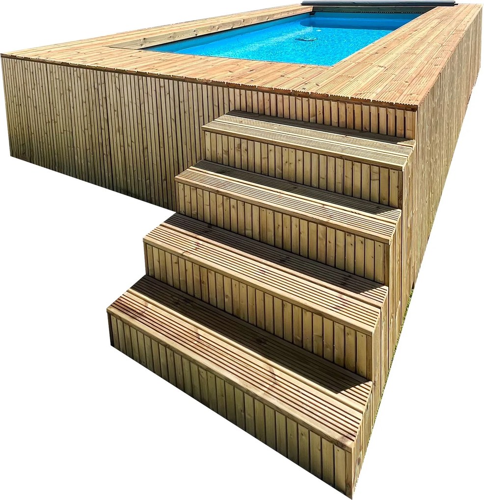 Simpool 5 &amp; 7 - houten premium gesloten trap - B1396 x H1209 x D1454 mm