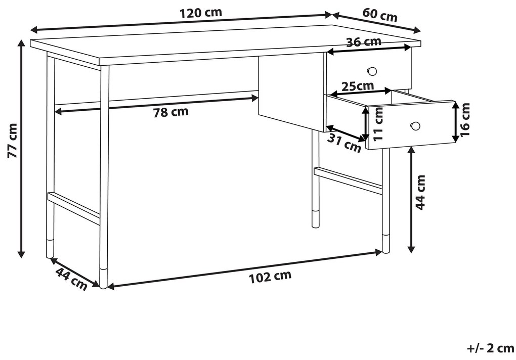 Bureau zwart/lichtbruin ABILEN Beliani