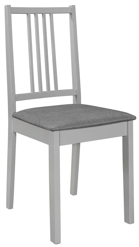 vidaXL Eetkamerstoelen met kussens 4 st massief hout grijs