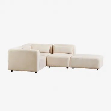 3-delige Modulaire Hoekbank Met Poef Fogler Corduroy Linnen Beige - Sklum