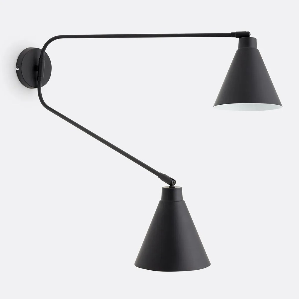 Dubbele scharnierende wandlamp in ijzer, Hiba