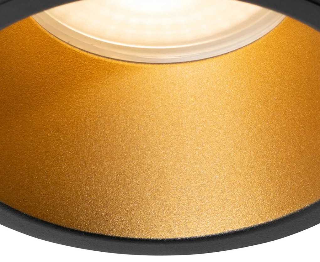 Buitenlamp Set van 6 Moderne inbouwspots zwart met goud GU10 70mm IP44 - Dept Modern GU10 Buitenverlichting rond Lamp