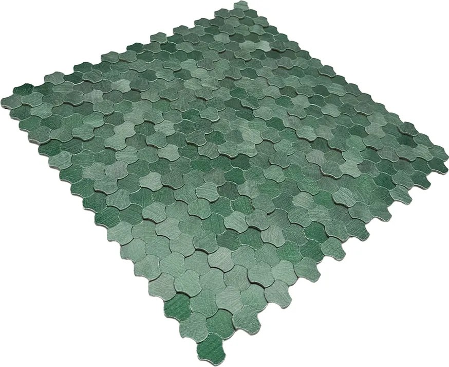 Zelfklevende Mozaïektegels Metaal | Driepas 3D Donkergroen | 30,5×29,6 cm | Keuken, Bad & WC