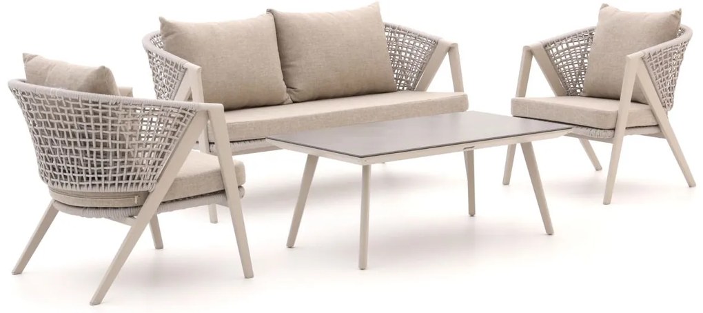 Stoel-bank loungeset Manifesto  | 4 personen | Loungeset Beige | Aluminium | 153x0cm | Kees Smit Tuinmeubelen
