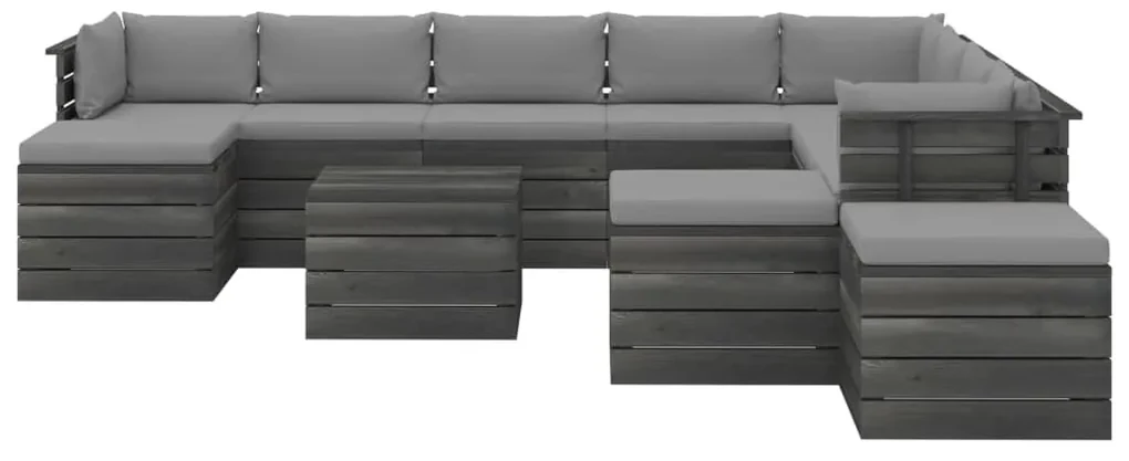 vidaXL 12-delige Loungeset met kussens pallet massief grenenhout
