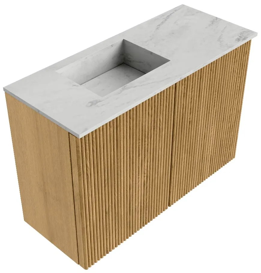Mondiaz Joya DLux 60cm toiletmeubel oak met wastafel faye links zonder kraangat opalo