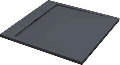 Douchebak Decent Vierkant 90x90x3.5cm Solid Surface Mat Zwart