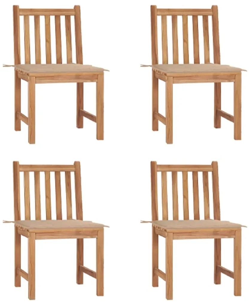 vidaXL Tuinstoelen 4 st met kussens massief teakhout