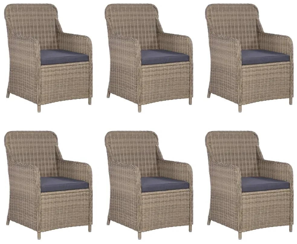 vidaXL 7-delige Tuinset poly rattan bruin