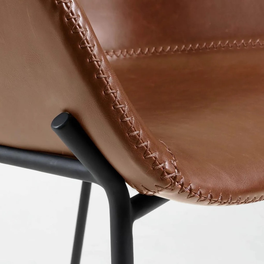 Kave Home Yvette Moderne Barkruk Bruin Leer - Laag
