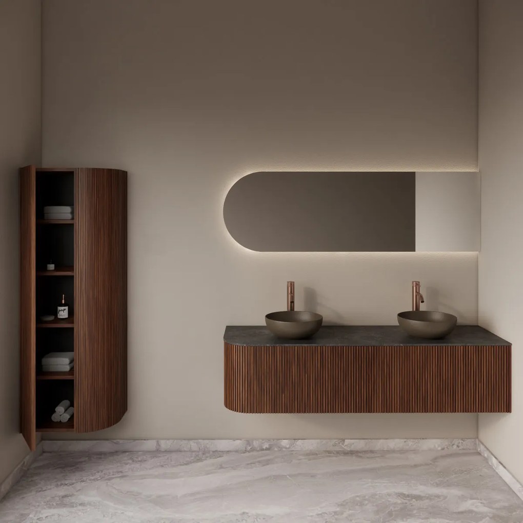 Gliss Design Alluro kolomkast 160cm met ronding rechts walnut
